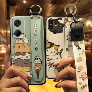 可愛的防水手機殼適用於 Tecno POP6 Pro/BE8 矽膠防汙掛繩防震手機殼手機支架防震時尚設計軟殼卡通腕帶