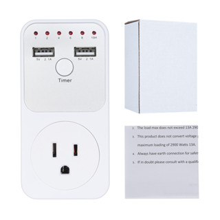 1800W 定時開關插座 可程式設計倒計時器插座 電湧保護器插座 帶兩個USB充電口 5V 2.1A 可設置6個時間段定時