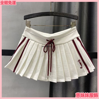 女生短裙 小香風 半身裙 包臀短裙 百褶裙 韓版2025夏季學院風刺繡休閒半身裙女防走光顯瘦辣妹 A字百褶 短裙 洋裝裙