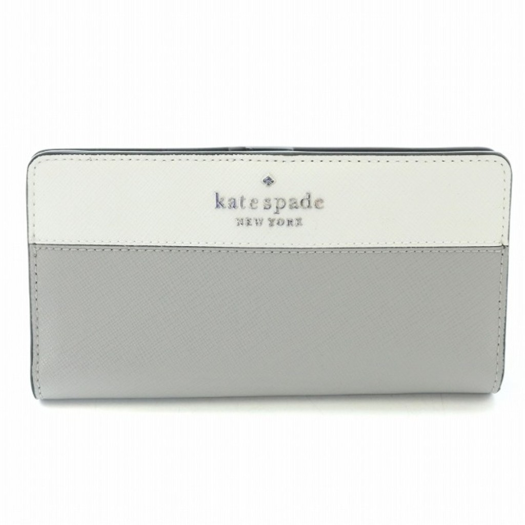 Kate Spade 錢包 兩折短夾 皮夾 灰色 皮革 長 白色 日本直送 二手