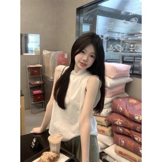 韓系chic簡約素色無袖襯衫女小眾設計感時尚氣質上衣