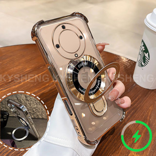 Realme 14 pro plus手機殼新款磁性充電支架四角防摔透明軟殼001