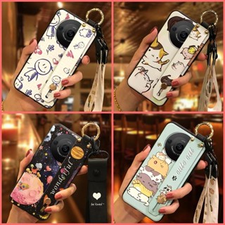 夏普 Aquos R8 Pro/SH-51D 時尚設計防水手機套防震可愛保護卡通支架環腕帶後蓋矽膠掛繩耐用手機殼