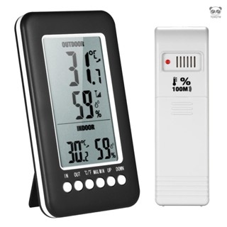 LCD室內外溫溼度計 數顯電子溫度計溼度計 溫溼度表 帶報警功能 雙溫溫度 CJ-3315RFTH 不帶電池出貨 黑色