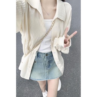 《現貨下單》襯衫上衣設計感女小眾2024新款夏季薄款襯衫外套女款防曬小外套外搭