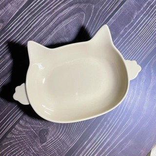 卡通貓咪芝麻點烤盤點心碟創意陶瓷碗高顏值家用碟子甜品盤雙耳碗