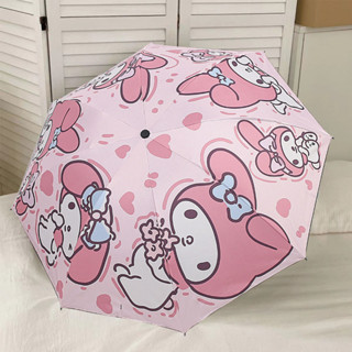 【現貨速髮】美樂蒂全自動雨傘兩用晴雨黑膠太陽傘防曬防紫外綫學生遮陽傘ins