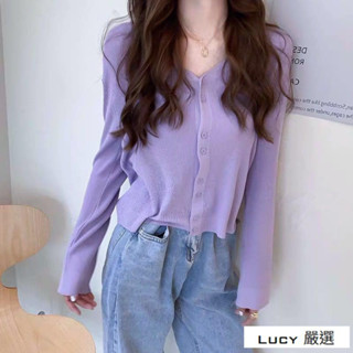 Lucy💕夏裝新款寬鬆 長袖針織小外套 2025春季百搭 防曬衫薄款女上衣 網紅外套