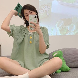 （2025年夏季全新款）夏季睡衣女款短袖短褲休閒甜美寬鬆大尺碼可外穿家居服薄款套裝