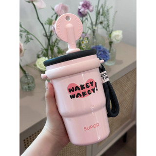 [蘇泊爾明星保溫杯]女生高顔值INS風水杯 大容量650mL水壺 不銹鋼咖啡杯+泡茶杯兩用杯子 防漏便攜吸管水杯 送茶濾