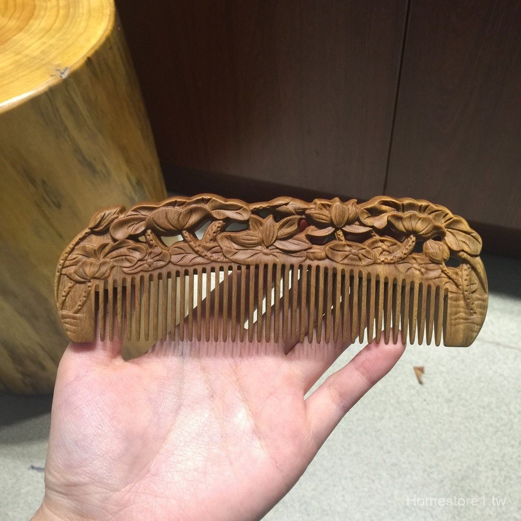 綠檀鵰花木梳子精鵰梳