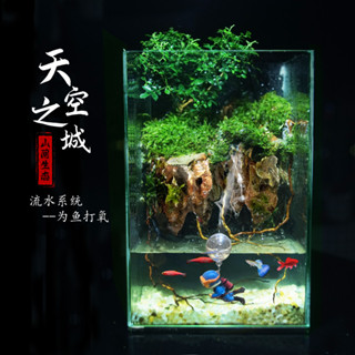 曉芳生活館、、【逗魚景觀】創意造景魚缸桌面苔蘚微景觀成品玻璃魚缸生態缸觀魚