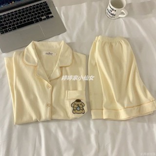 臺灣出貨 ins風甜美可愛布丁狗睡衣女夏季新款日系短袖短褲宿舍家居服套裝卡通家居服 睡衣套裝 可愛睡衣RY