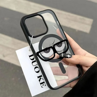 簡約 創意 鏡框眼睛 新款 磁吸 手機殼 透明 適用iPhone 14ProMax 15ProMax 13Pro 12P