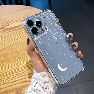 簡約 時尚 新款 星星月亮 手機殼 透明 適用iPhone 16Pro 15Plus 7Plus 14ProMax 13