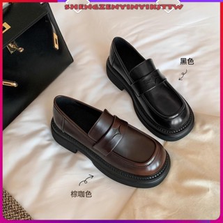 YuKi 現貨 美拉德單鞋女英倫風複古厚底懶人樂福鞋女小皮鞋5公分厚底鞋女生增高鞋懶人一腳蹬鞋子小個子女生鞋子平底鞋低跟