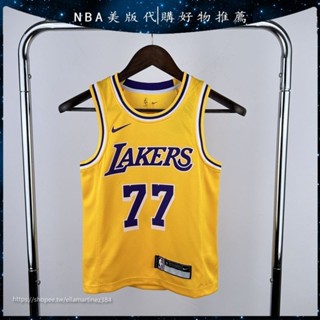 【實物拍攝】NBA 23賽季湖人77號童裝籃球服字母球衣熱壓高品質透氣速幹無袖上衣