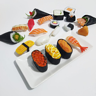 模擬壽司模型假食物日式料理店鮭魚飯糰擺件COS裝飾品玩具套裝2505302