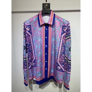 VERSACE1478 襯衫時尚休閒男士襯衫印花潮流長袖花色襯衫