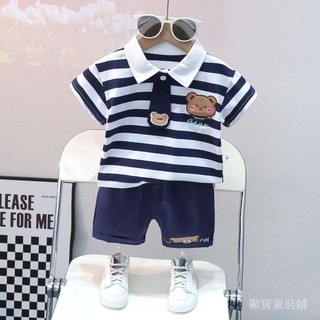 【歐寶童裝鋪】男童夏裝套裝2026新款洋氣寶寶薄款POLO衫衣服兒童夏季短袖兩件套