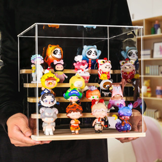 透明模型泡泡瑪特展示架亞克力盲盒展示櫃積木收納盒手辦防塵拚裝