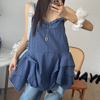ˏˋ - ̗̀ 🌷⛅️ ̖́‎夏季新款 法式甜美格子吊帶連衣裙 女生洋裝