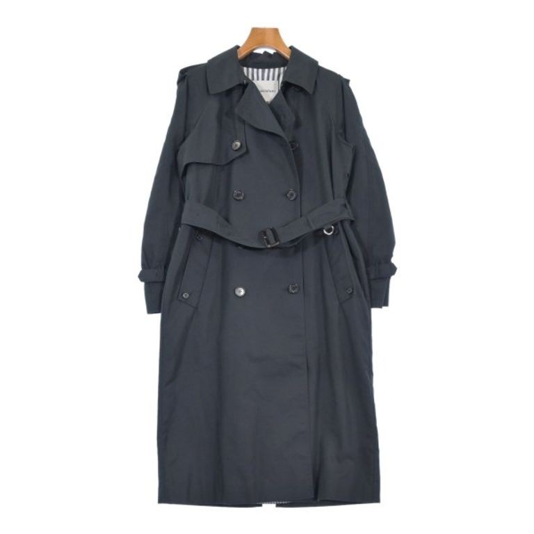 Aquascutum 外套 長版風衣 大衣 風衣 女裝 深藍 日本直送 二手