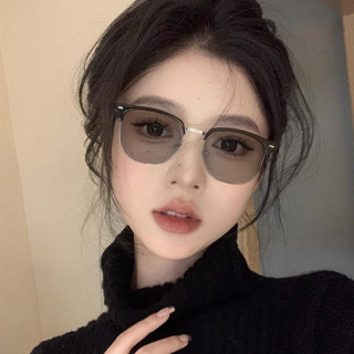 眼鏡框 眼鏡防滑 無框眼鏡 黑框眼鏡 半框眼鏡 半匡眼鏡 防藍光變色無度數半框眉毛架學生復古直播爆款斯文男網紅眼鏡成品