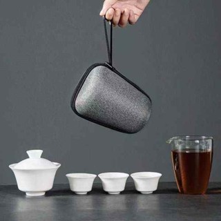 旅行茶具組 茶具組 下午茶具組 玻璃旅行茶具套裝小泡茶杯車用便攜包式戶外一壺二杯過濾快客茶壺