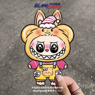 [現貨秒殺]潮玩怪獸拉布布labubu黃油小熊汽車貼紙可愛創意防水車窗裝飾貼畫 潮流時尚 精品 2025