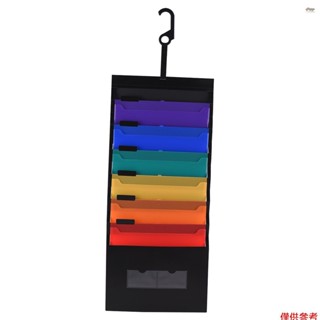 全新 6 個口袋懸掛式檔案夾 Accordian 檔案管理器 A4 尺寸牆壁管理器彩虹色適用於家庭辦公室學校