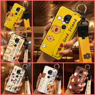 MOTO G7/G7 Plus 腕帶矽膠可愛手機殼防水掛繩防塵手機座時尚設計卡通戒指防汙支架防震耐用軟殼