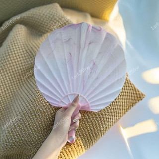 ✨新品 夏日🧊高檔仿玉一體涼快扇子便攜式貝殼古風加厚蒲扇耐用新款手搖驅蚊