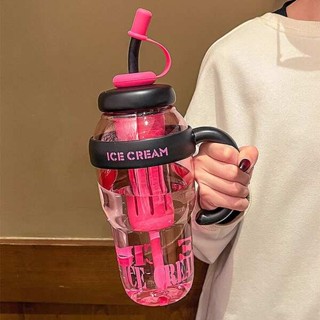 2000ml 水壺 大容量水壺 大容量塑膠水杯大麥克吸管杯女學生高顏值夏天茶水分離杯子冰霸杯