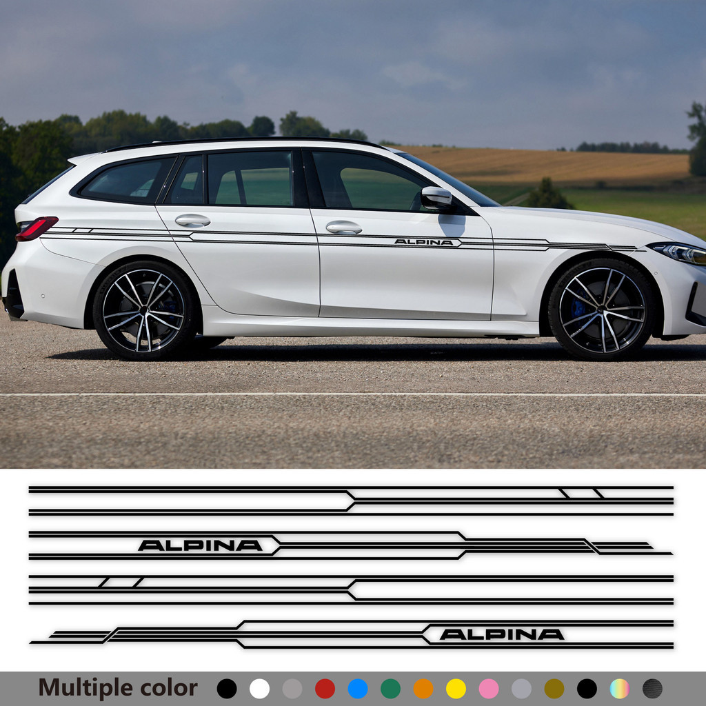 BMW 2 件裝汽車長側條紋貼紙適用於寶馬 Alpina E46 E90 E92 E93 E60 F30 F10 X5