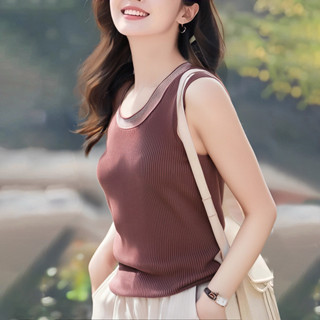 胖胖美依 針織衫 無袖上衣 無袖T卹 重工燙鑽U領吊帶背心針織上衣TBF19 A3090