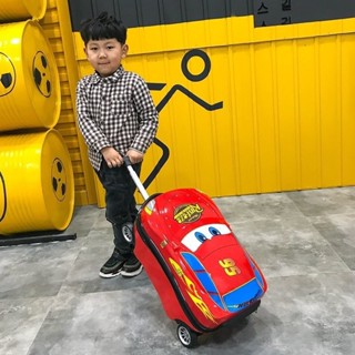 小汽車兒童卡通行李箱18寸旅行登機拖箱萬向輪兒童可坐騎3D拉桿箱