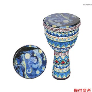Winn 非洲手鼓 8 英寸便攜式 Djembe 鼓打擊樂器,帶彩色藝術圖案兒童輕手鼓早教啟蒙樂器