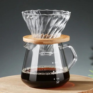 現貨【咖啡壺】 V60滴漏咖啡過濾杯 耐熱玻璃手衝杯 家用手衝壺套裝美式咖啡壺漏斗