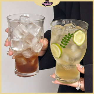 【AllWonders】順皿ins風複古玻璃夏天杯冰美式咖啡杯子拿鐵大容量冷飲果汁水杯