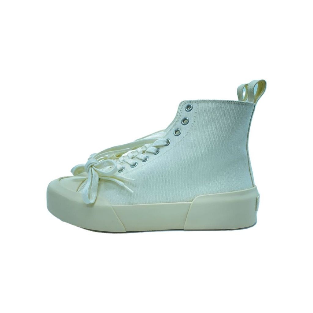 Jil Sander 吉爾 砂光機 高剪裁運動鞋 37 白色 畫布 日本直送 二手