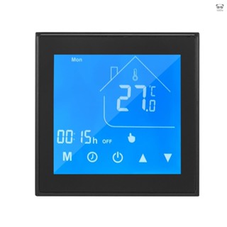 電採暖溫控器 周編程 適用家庭學校辦公室酒店 觸屏 功率16A 型號：HC-T010-GB (電暖) 黑色 tuya