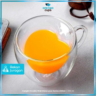 一個兩杯耐熱玻璃咖啡杯雙層愛心杯 200ml CV2103l