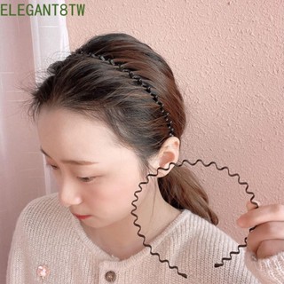 ELEGANT8TW波浪形頭帶,簡單彈簧形狀薄金屬髮箍,創意髮飾韓式風格彈性男人髮帶兒童