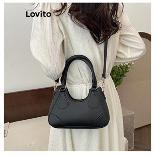 Lovito 優雅素色圓形開放式手提包簡約時尚日常通勤女士小斜揹包 LFA69233