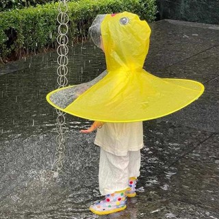 輕便雨衣 可愛 兒童雨衣 小黃鴨飛碟雨衣小孩斗篷式雨傘帽幼兒園寶寶兒童雨衣連身雨披女童
