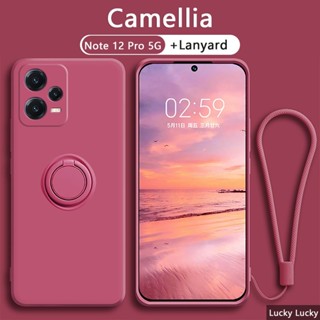 XIAOMI MI 豪華 Redmi Note 12 Pro 5G 手機殼液態矽膠軟質防震外殼磁環支架支架掛繩小米米