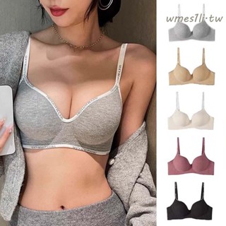 WMES1LI女士胸罩,英文字母防震無鋼圈深V胸罩,軟甜內衣可調節的無痕聚攏內衣跑步