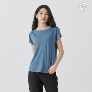ADISI 女山形緹花消臭快乾圓領寬版T AL2511092 城牆深藍 (M-2XL)｜環保紗 透氣 快乾 抗臭 排汗衣
