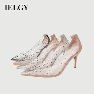 IELGY 高跟涼鞋簡約尖頭水鑽透明7cm細跟女鞋
